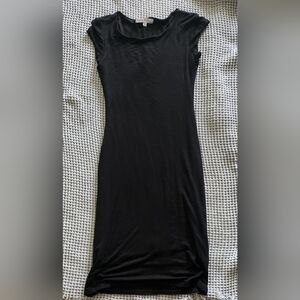 Cap Sleeve Black Knit Midi Dress